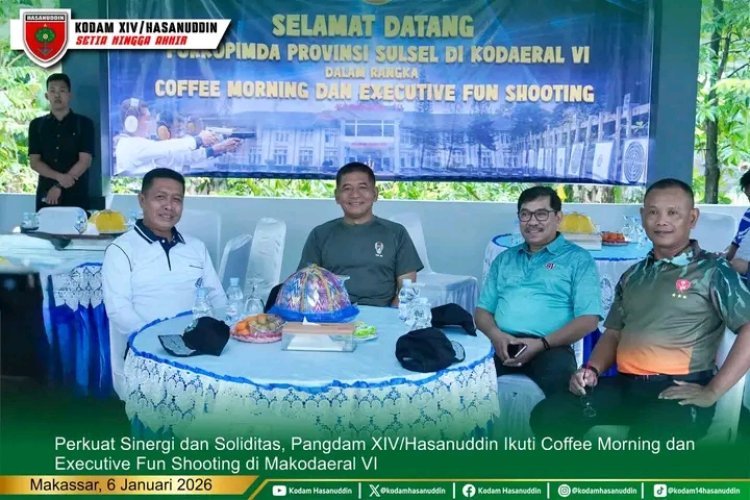 Perkuat Sinergi dan Soliditas, Pangdam XIV/Hasanuddin Ikuti Coffee Morning dan Executive Fun Shooting di Makodaeral VI