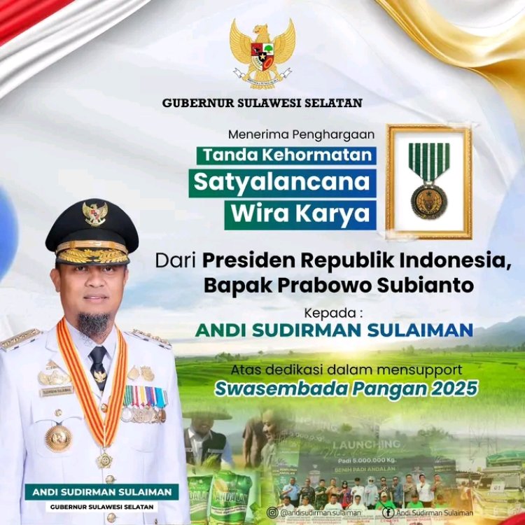 Sulsel Terima Anugugrah Satya Lencana Wira Karya dari Presiden