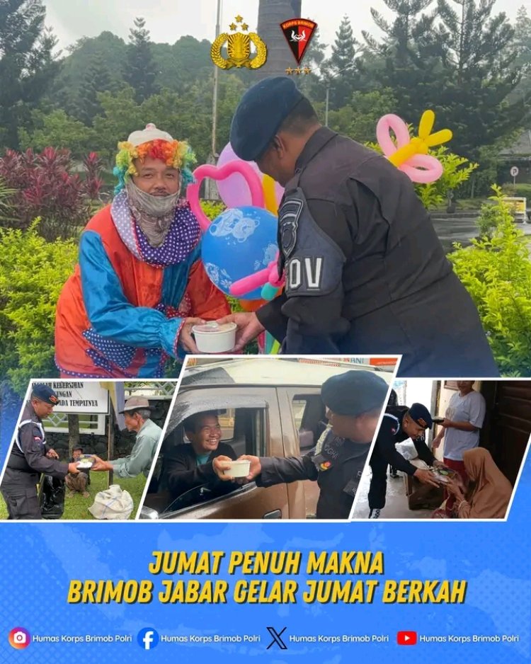 Jumat Penuh Makna, Brimob Jabar Hadir Berbagi di Tengah Masyarakat
