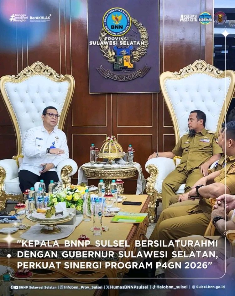 Kepala BNNP Sulsel Silaturahim dengan Gubernur Sulsel Perkuat Sinergi PAGN 2026